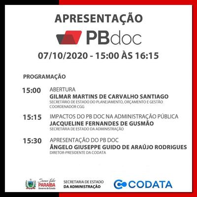 Secretarias de Planejamento, Administração e CODATA realizarão webinar para apresentar o PBDoc aos Secretários de Estado