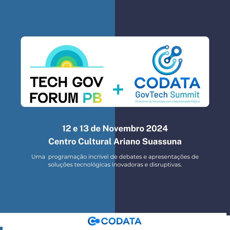 CODATA celebra 48 anos com o 13º Tech Gov Forum PB e o 2º CODATA GovTech Summit